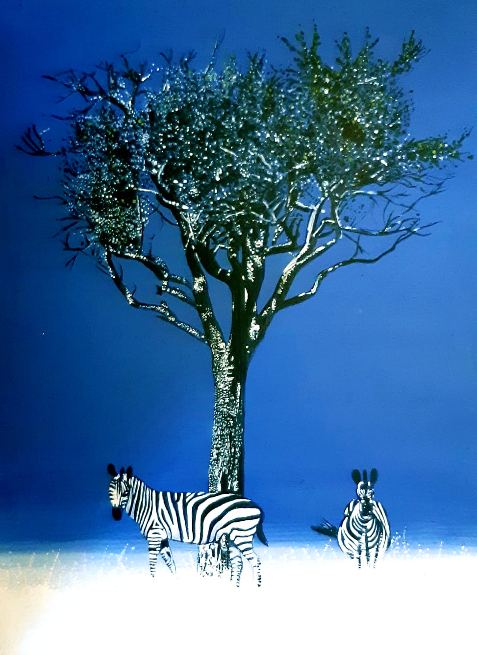 Louis de Jager - Zebras with Shepherd Tree
